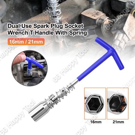 16mm21mm Spark Plug Socket Wrench T Handle With Spring Long Universal