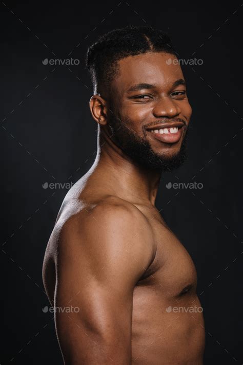 Portrait Of Handsome Shirtless Young Muscular African American Man