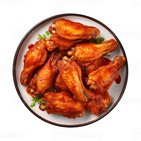 Ai Generated A Plate Of Chicken Wings Isolated On A Transparent