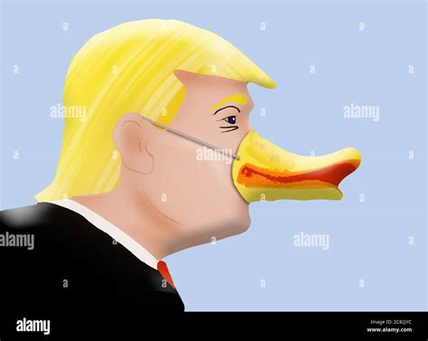 DONALD LAME DUCK- President Donald Trump wears a duck mask in this ...