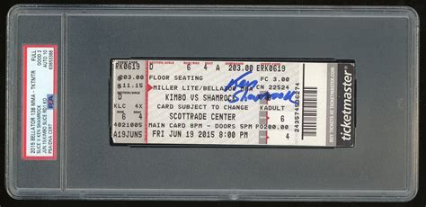 Lot Detail Ken Shamrock Signed Bellator Full Ticket W Auto