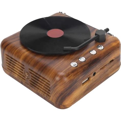 Mini Portable En Bois R Tro Vinyle Tourne Disque Haut Parleur Sans Fil