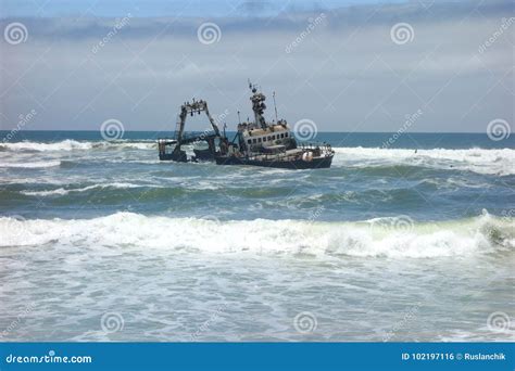 Shipwreck on Skeleton Coast Stock Photo - Image of boat, storm: 102197116