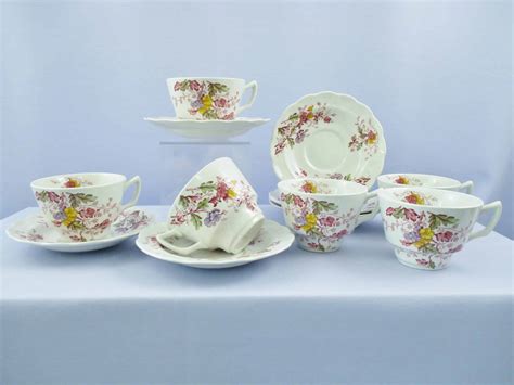 Ridgeway Pottery Cups And Saucer Sets 6 English Garden My