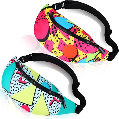 80s 90s Fanny Pack Bucket Hat Set For Women Men Neon Waist