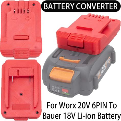 Adaptador De Bater A Para Worx 20V 6PIN Bater A A BLACK DECKER Bauer 18