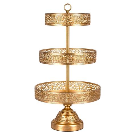 3 Tier Vintage Reversible Dessert Cupcake Stand Gold Vintage Cupcake Stand Cake Stand With