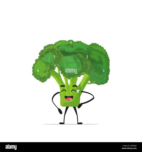 Cute Broccoli Character Cartoon Mascot Vegetable Healthy Food Concept