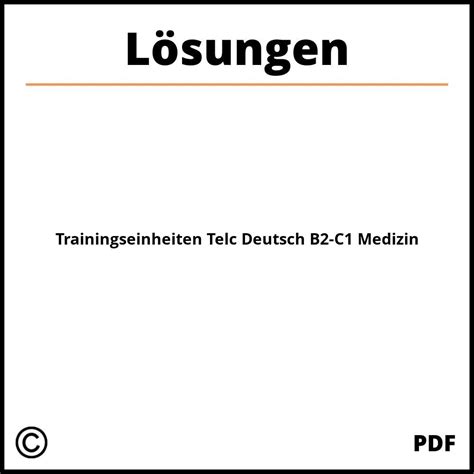 Trainingseinheiten Telc Deutsch B2 C1 Medizin Lösungen 2024