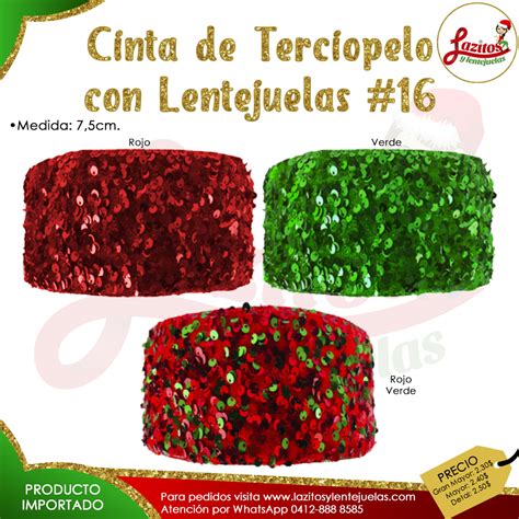 CINTA DE TERCIOPELO CON LENTEJUELAS 16 Lazitos Y Lentejuelas