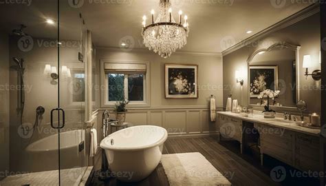 Modern Luxury Bathroom With Elegant Marble Sink And Wide Shower