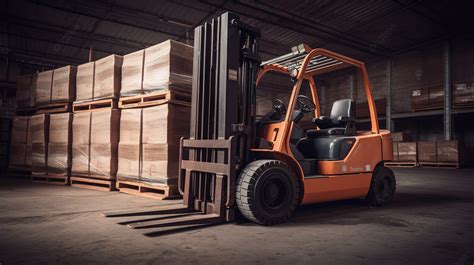 An Orange Forklift Sitting In A Warehouse Space Background Picture Of Forklift Forklift