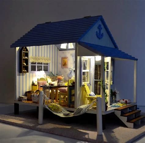 Diy Led Light Wooden Dollhouse Miniatures Happyness Coast Kit Seaview