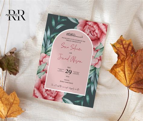 Editable Muslim Wedding Invitation Modern Nikkah Invitation Islamic