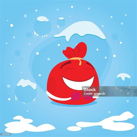 Red Santa Bag Cartoon Character Christmas Present T Concept Stock