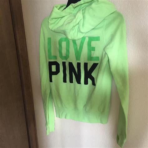 Love Pink Green Zip Up Hoodie Size Xs Has A Few Depop