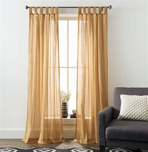 Better Homes And Gardens Arusha Solid Sheer Tab Top Single Curtain Panel Gold 50 X 95