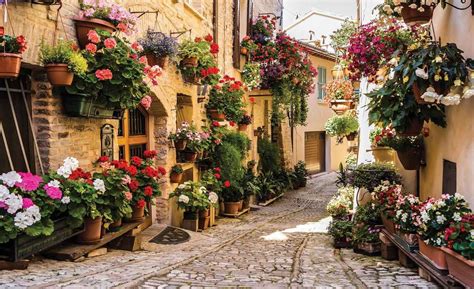 Italie Une Rue Pleine De Fleurs Puzzle En Ligne