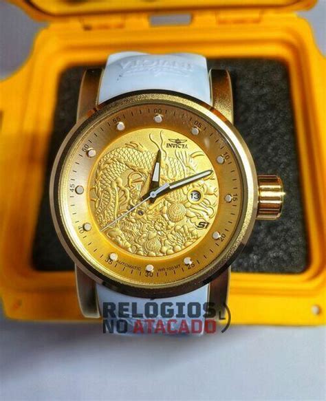 Comprar Rel Gio Invicta Yakuza Dourado Pulseira Branca A Prova Dagua