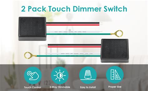 2 Pack Touch Dimmer Switch For Lamp 3 Way Touch Control Module 3 Levels