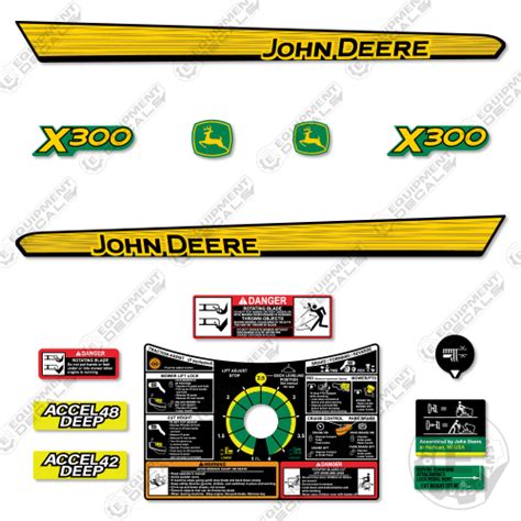 Fits John Deere X300 Decal Kit Mower Equipment Decals