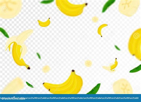 Flying Banana Background Seamless Pattern With Defocused Blur Effect