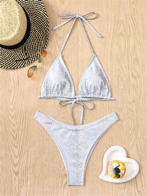 Shein Swim Y Glam Halter Triangle Bikini Swimsuit Shein Uk