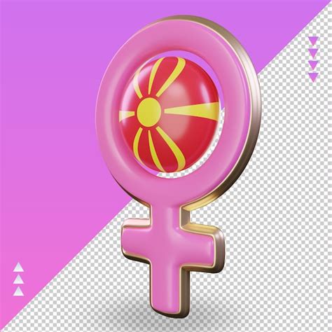 Premium Psd D Women Day Symbol North Macedonia Flag Rendering Right View