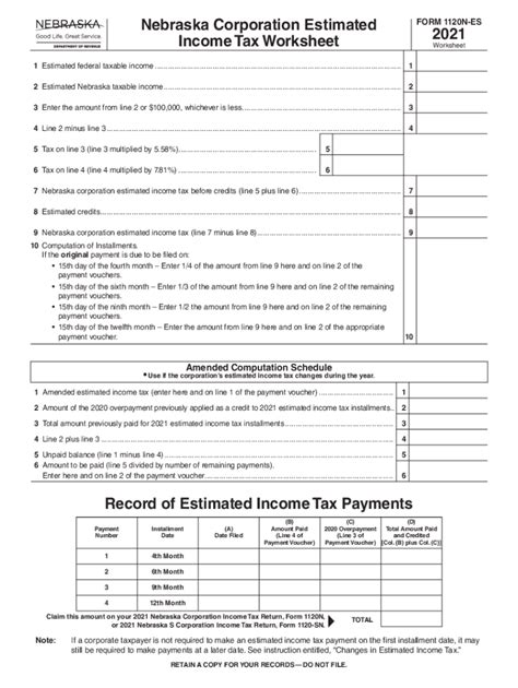 Fillable Online Nebraska Form 1120 SN Booklet S Corporation Income Tax