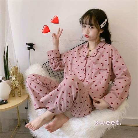 Pink Heart Pajama Rk1395 Pajama Set Women Girls Sweet Pajama Set