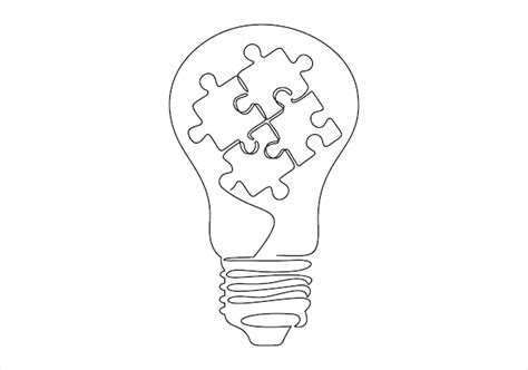 Premium Vector A Drawing Of A Light Bulb With Puzzle Pieces Inside It