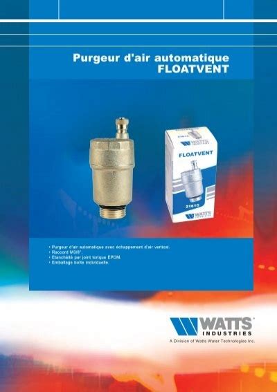 Purgeur D Air Automatique Floatvent Watts Industries