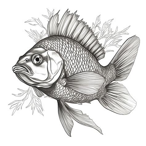 Premium AI Image | a drawing of a fish with a fish head and a fish tail generative ai