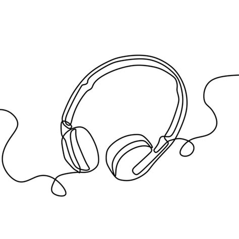 One Line Drawing Headphones Music Theme Vector Illustration Minimalist Design Stock Vector Image