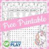 Unicorn Word Search Free Pdf Printable Growing Play