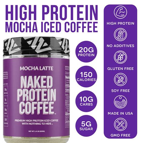 Mocha Latte Protein Iced Coffee 20g Protein Naked Protein Coffee