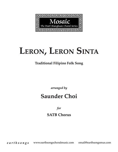 Leron, Leron Sinta | Saunder Choi - composer, conductor and tenor