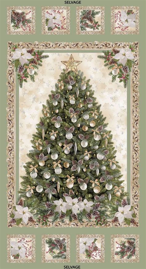 Gorgeous 24 Inch Christmas Tree Panel Sage Cream Decorative Blocks