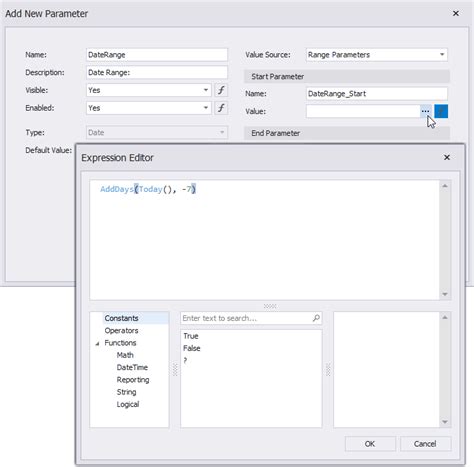 Date Range Report Parameters Devexpress End User Documentation