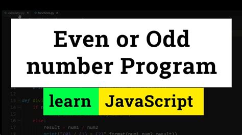 Javascript Program To Check A Number For Even Or Odd Tutorial For Beginners Youtube