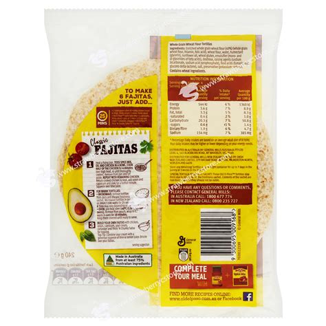 Vỏ Bánh Nguyên Cám Old El Paso Mexican Wholegrain Regular Tortillas Úc Gói 240g 6 Cái