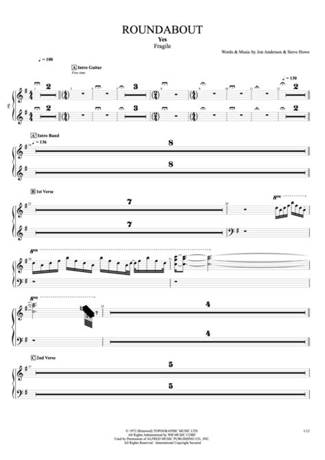 Roundabout Tab By Yes Guitar Pro Full Score MySongBook