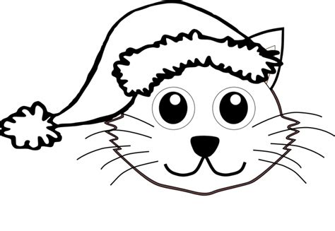 Christmas Cat Coloring Pages Santa Face Clip Art Black Cat In Santa