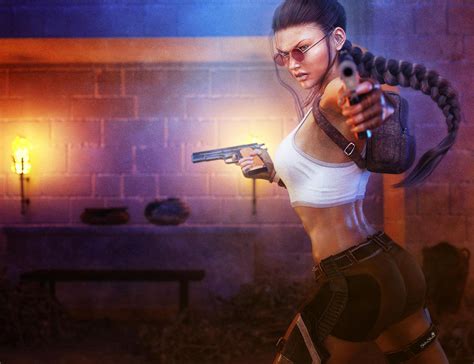 Lara Croft Bad Ass Girl With Guns Game Fan Art By Shibashake On Deviantart