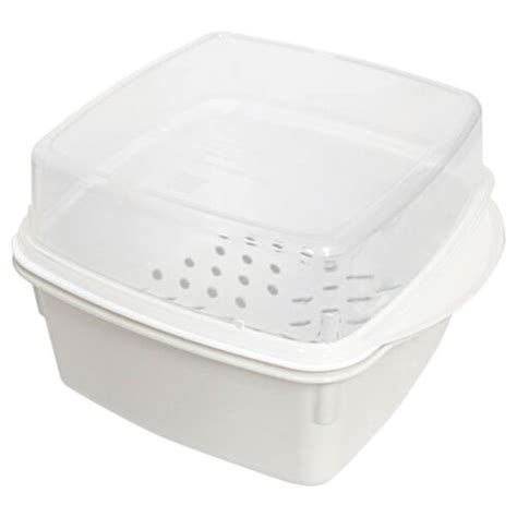 White Plastic Microwave Steam Vegetable Box Oven Steamer Food Steamers