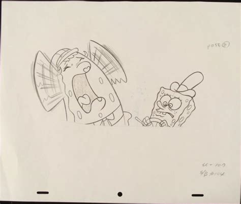 Drawing Original SpongeBob Driving Boat Production Art