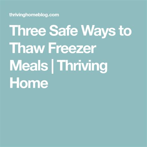 Three Safe Ways To Thaw Freezer Meals Thriving Home Freezer Cooking Freezer Meals Oamc