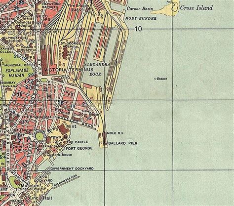 Old Map of Old Map of Bombay Mumbai India 1933 Vintage Map Wall Map ...