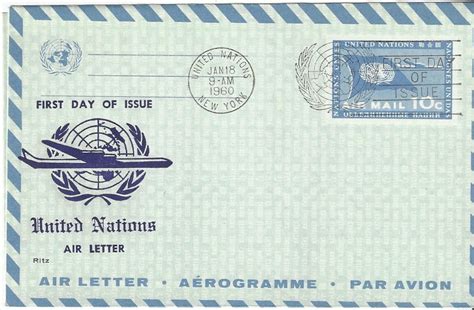 United Nations New York Uc Fdc Ritz Cachet Air Letter Worldwide