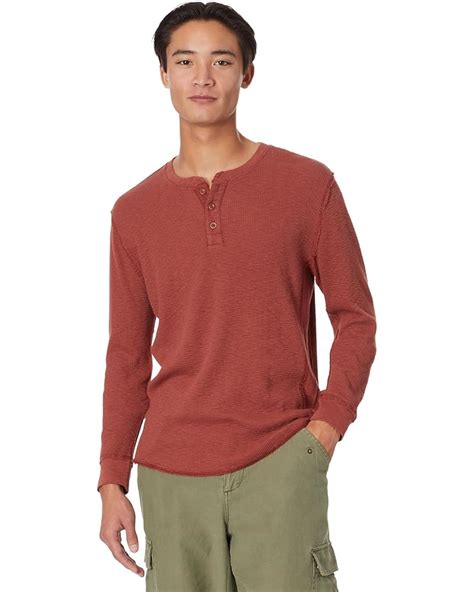 Mens Lucky Brand Garment Dye Thermal Henley